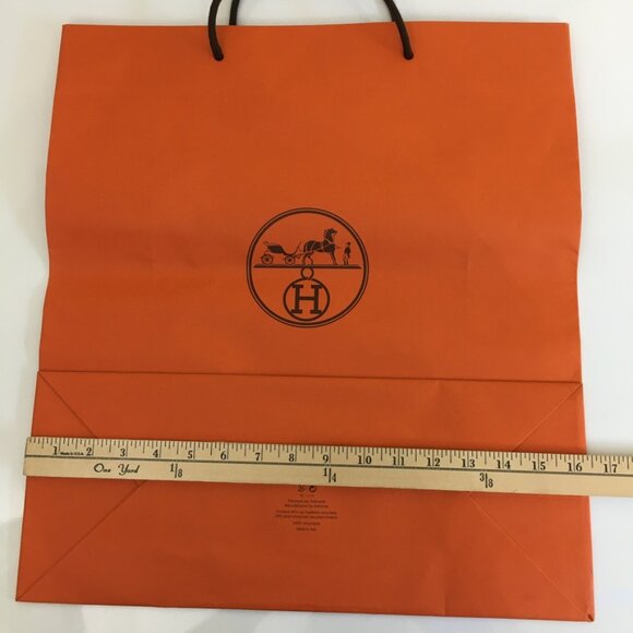 Hermes Shopping Bag 18" x 16" x 6.5" X-Large Orange Paper Gift Bag Authentic - Picture 12 of 15